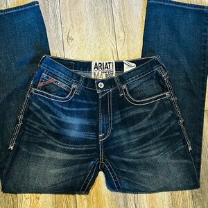 Ariat M4 Low Rise Boot Cut Jeans In 33/32 Blue Denim Medium Wash Men's